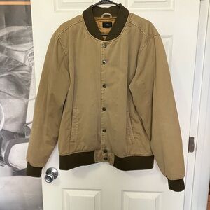 OBEY WORLDWIDE Bomber Jacket Mens Tan Khaki Heavy Surf Skate Coat Large L